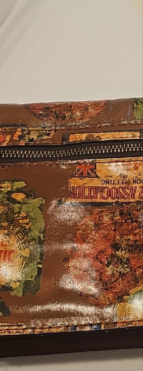 Patricia Nash Brown Multi-Color Travel Stamp Shoulder Bag 9"x7" - Picture 3 of 12